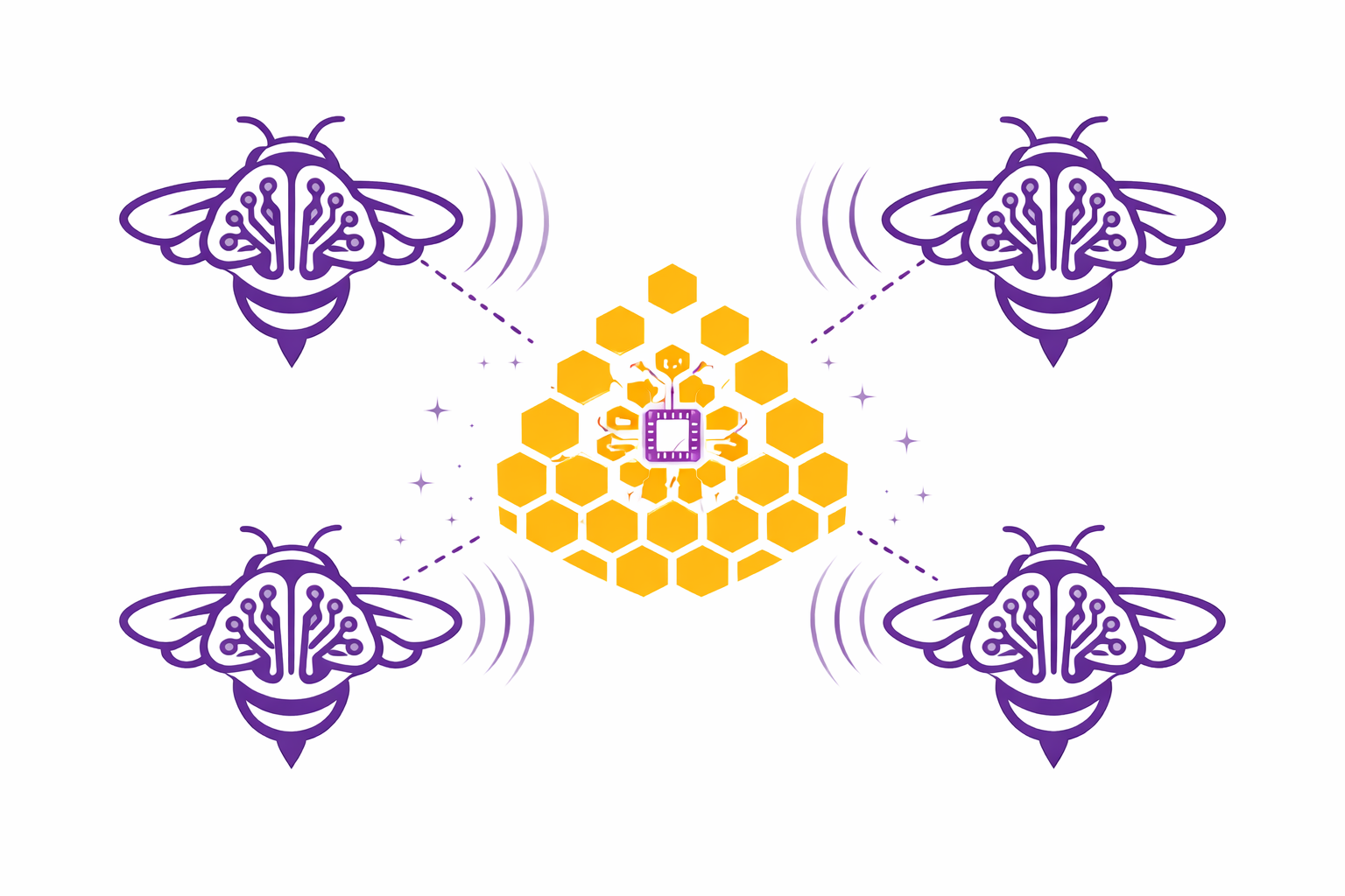 AI Bees communicating with the HONEYCOMB Operator Hive